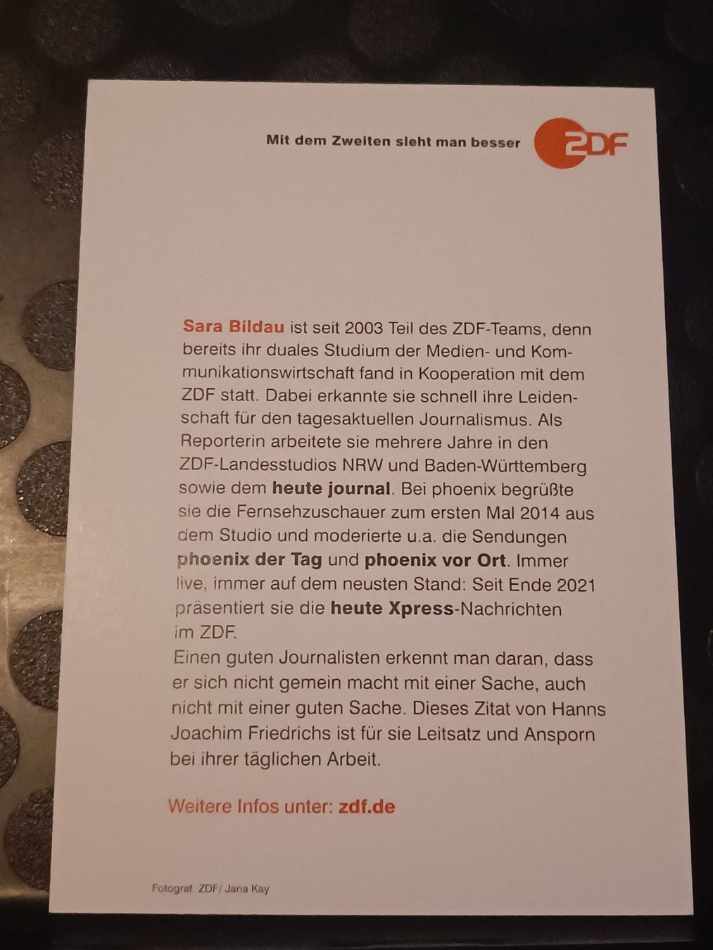 Autogramme: Sara Bildau - Handsigniert – Gebraucht aus Menziken von Artographs 1