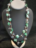 Elegante Kette mit Perlen, grün braun, Geschenkidee🎁