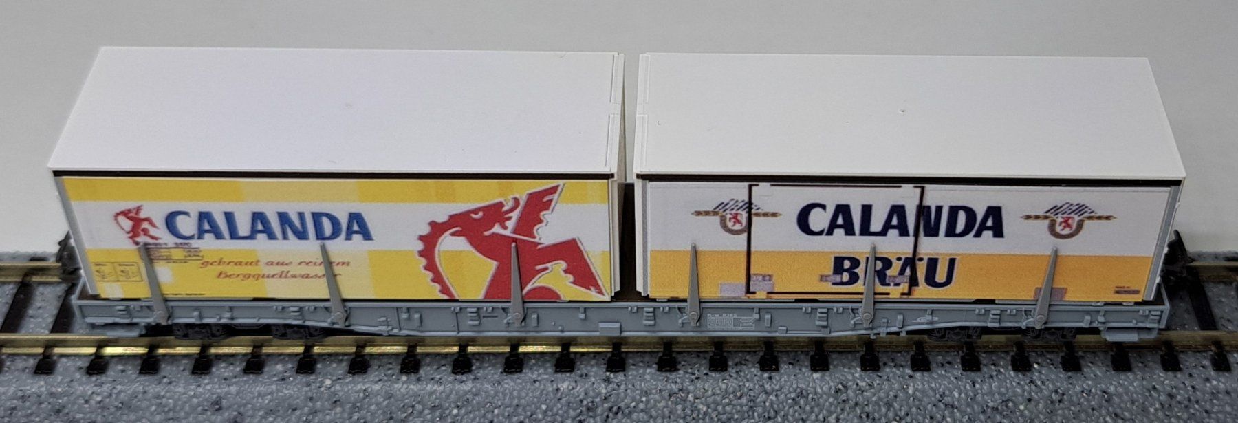 Kato Modelleisenbahnen: RhB Calanda Bräu 2 Container Güterwagen Spur N Kato – Neu (gemäss Beschreibung) aus Salez von rhb-spur-n 2