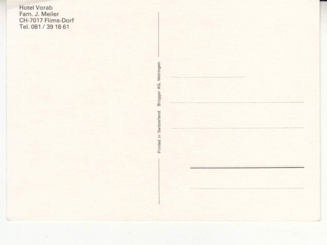 Cartoline postali: Flims Dorf Vorab, ca. 1970 – Usato da Bürglen TG venduto da StampGraf 1