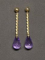 Ohrhänger GG750 mit Amethyst-Briolette, Unikat