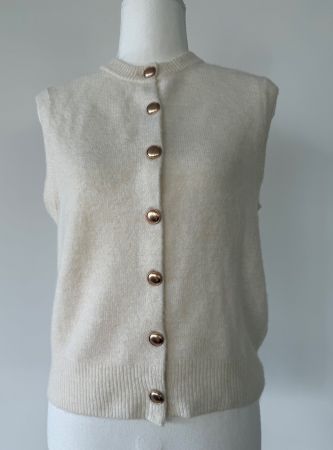 Damen Strickweste Winterweiss mit Knöpfen Neuwertig