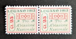 2x Flugpost 1913 Vorläufer IX Lugano / Replika