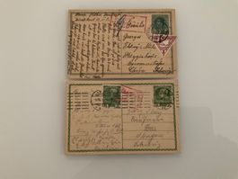 1915-1918, 2 Zensierte Postkarten, Östrreich-Chur gelaufen
