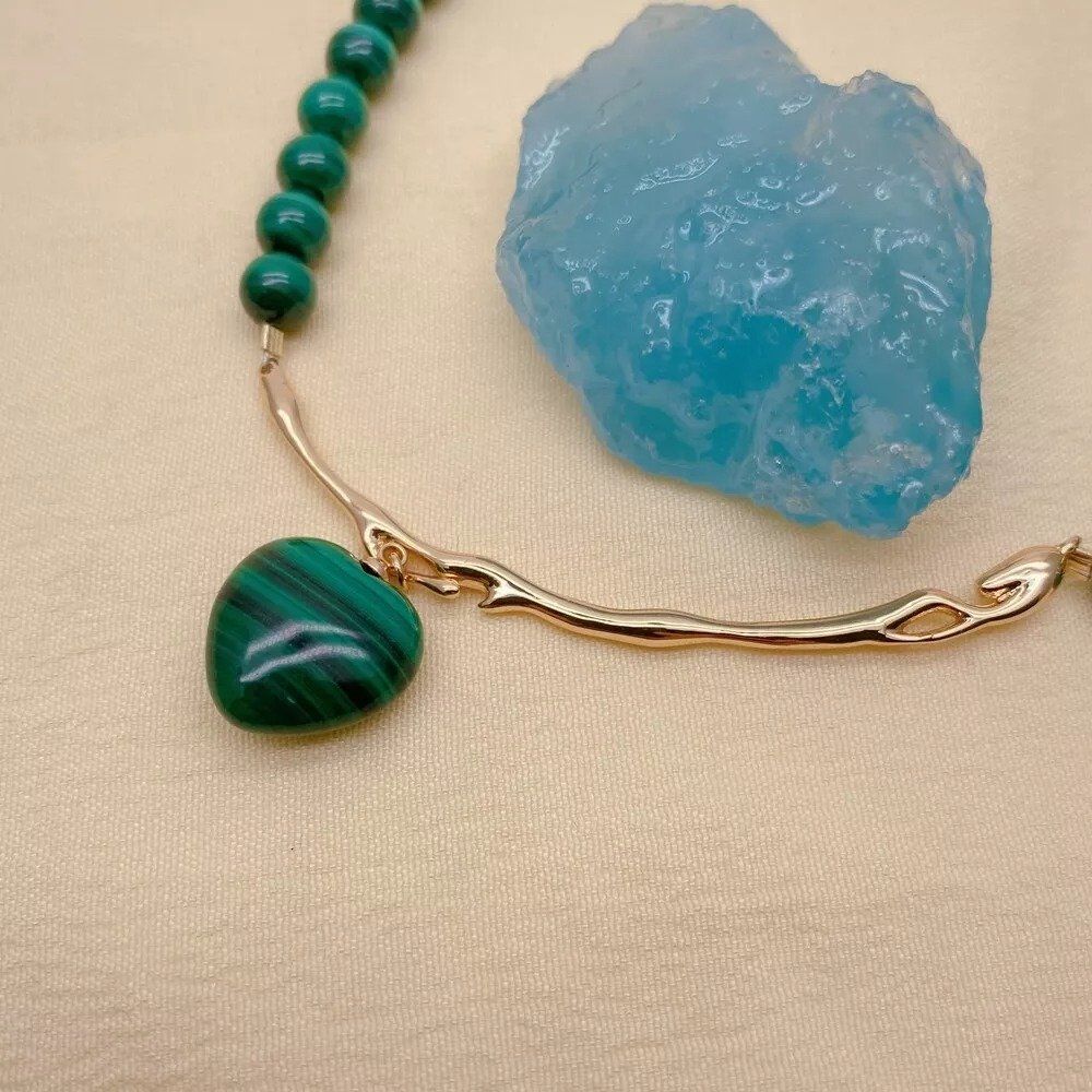 Catenine: Klein Malachit Halskette Kette Echt Collier Perle Malachite – Nuovo (secondo la descrizione) da Prilly venduto da ilyria73 5