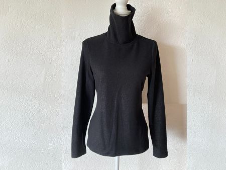 Microfleece schwarzer Rollkragenpullover, Gr. S - 36/38