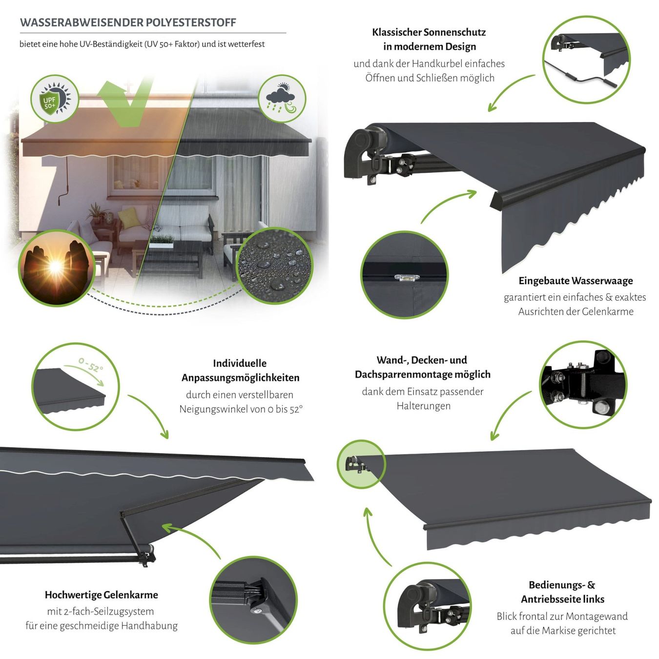 Tende da sole: Gelenkarmmarkise START 300x250 hellgrau – Nuovo e nell'imballaggio originale da Bottighofen venduto da zaap 6