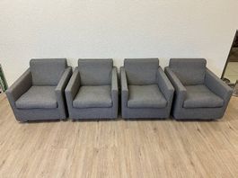 4er-Set hochwertige Lounge-Sessel in Grau mit Filzstoffbezug