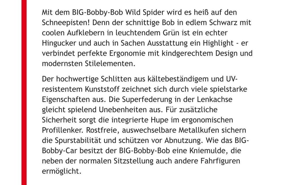 BIG-Bobby-Bob Wild Spider Schlitten
