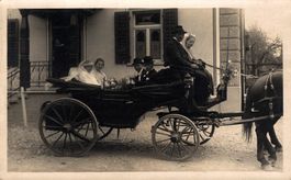 Pferdekutsche mit Brautpaar (Eug. Widmer, Wallenstadt)