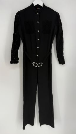 Schwarzer Jumpsuit mit Spitze Gr. 38 von Happy Mode