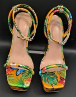Sandales à Talons - Imprimé Tropical Jaune
