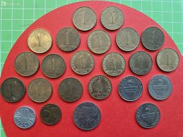 23 Münzen Schilling und Groschen AU