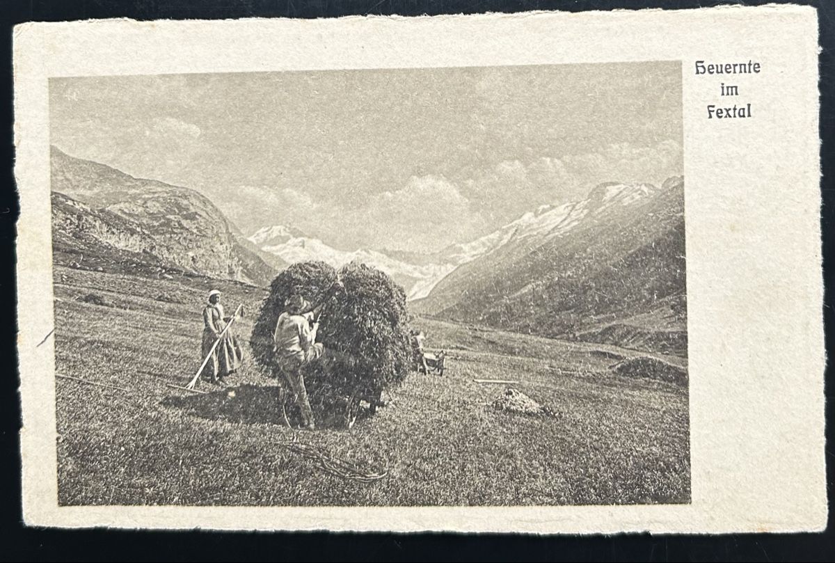 Cartoline postali: Heuernte im Fextal  – Usato da Horw venduto da Tellbub