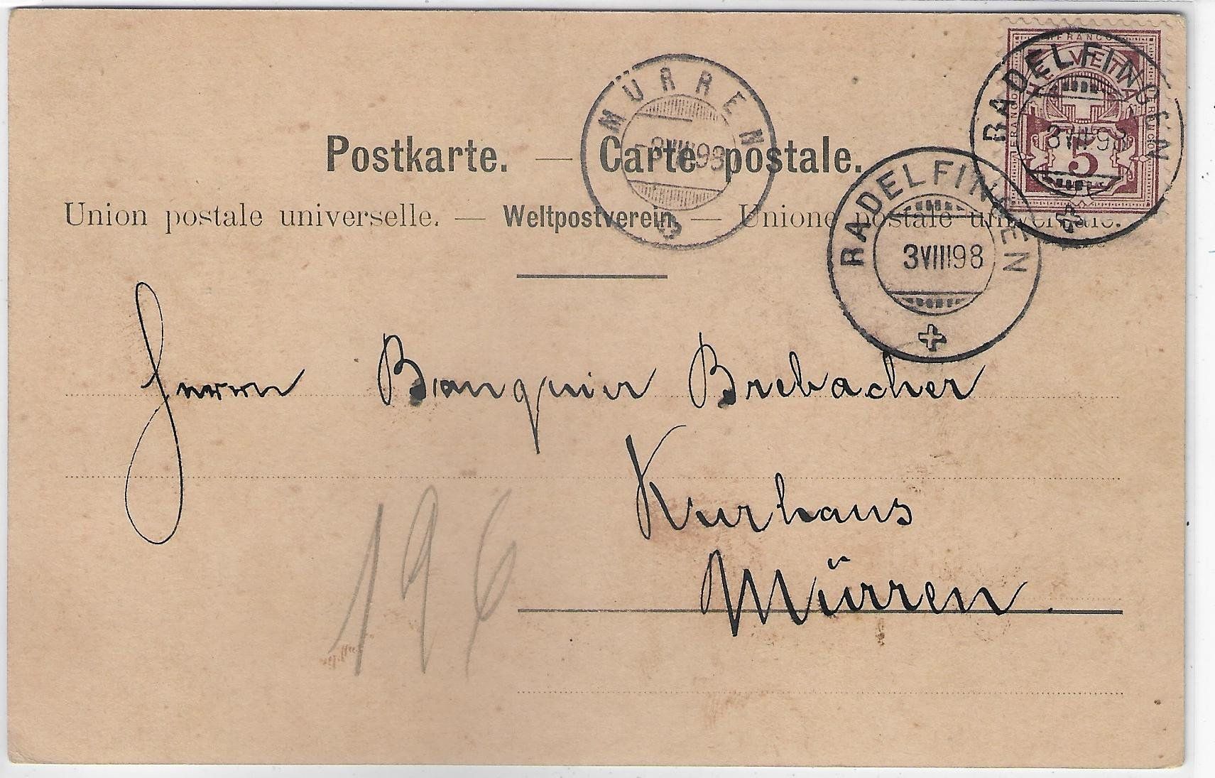 Cartoline postali: Aarberg - Künstlerkarte 1898 – Usato da Ettingen venduto da Kartenplanet 1