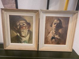 Tableaux huile sur toile R. Colot clown 