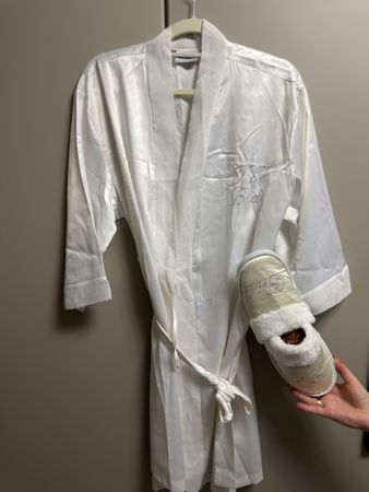 Braut Kimono und Slipper weiss Onesize