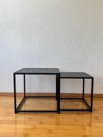 Beistelltische schwarz Metall Holz 2er Set