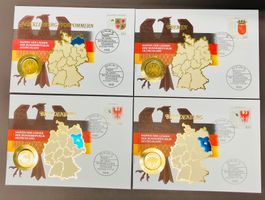 4x Numisbrief Deutschland m. vergoldeter 1 DM Münze,Rarität!