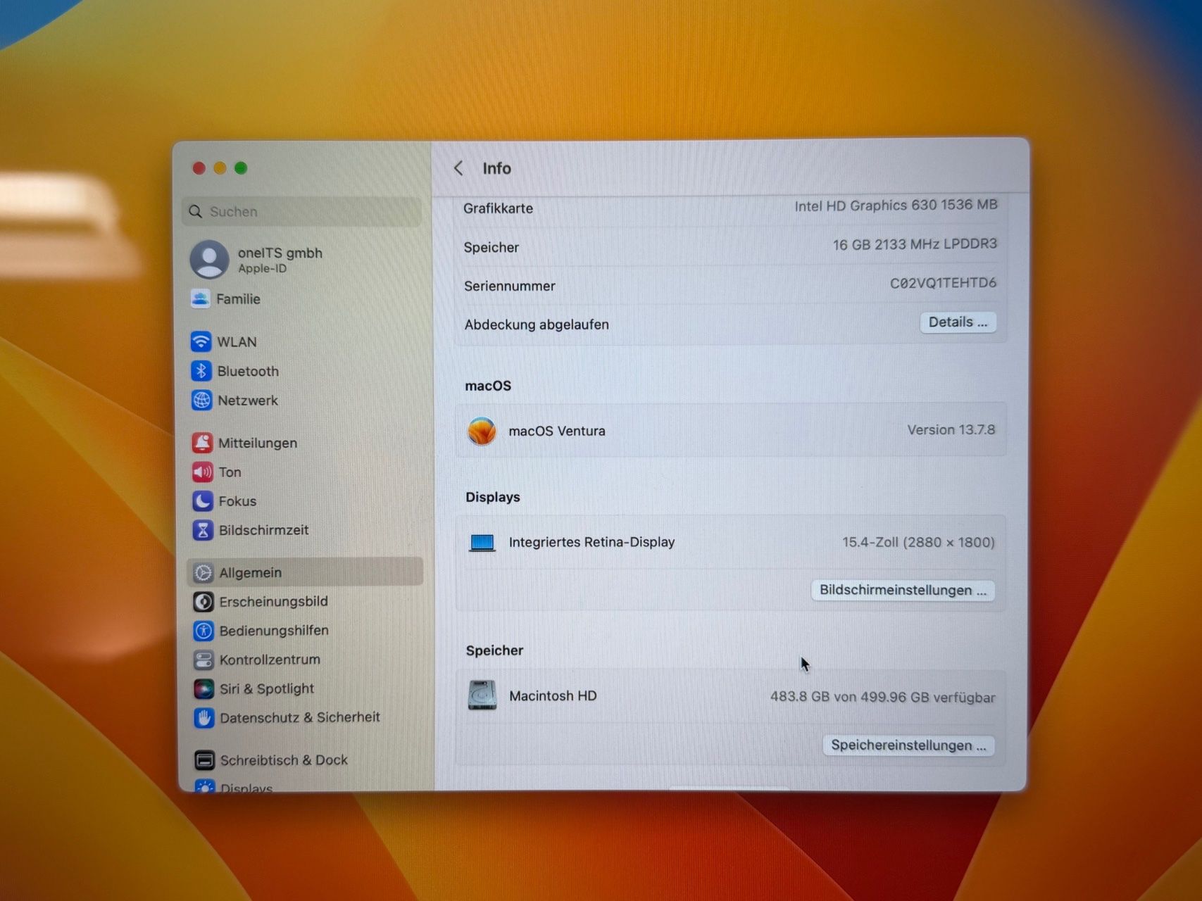 Apple Notebook: Apple MacBook Pro 15" 2017 – Usato da Bassersdorf venduto da Dako 1