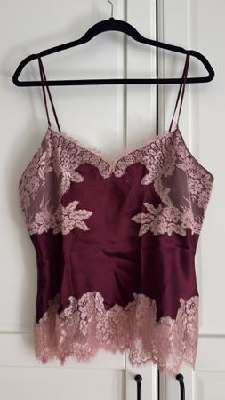 Vivis Top Seide Spitze XL Dunkelrot Rosa Neu