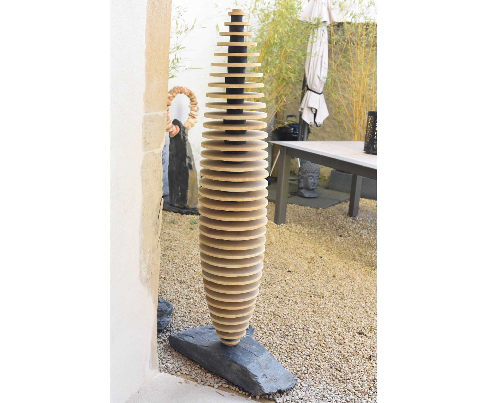 Tutte le decorazioni: Sculpture en Ardoise et Grès Beige de Chine - Statue Jardin – Nuovo (secondo la descrizione) da GEMEAUX venduto da MarcMugnierSculpture 1