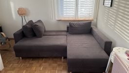 Ecksofa Stoff dunkelgrau mit Schlaffunktion