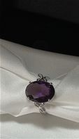Bague taille ajustableavec améthyste violette et papillons ✨