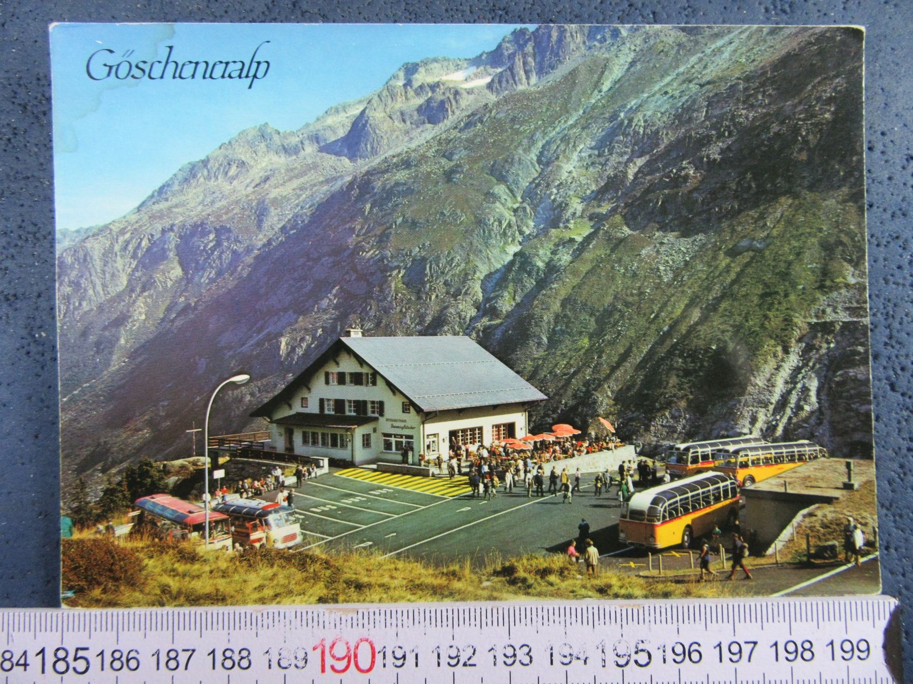 Cartoline postali: 3OLDTIMER POSTAUTOS BERGGASTHAUS DAMMAGLETSCHER GÖSCHENERALP – Usato da Ettingen venduto da Hausi4711