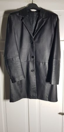 Dicker Ledermantel Herren schwarz 38