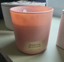 Duftkerze gross rosa mit Holzdochten NEU