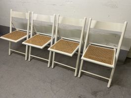 Vintage stuhl set weiss holz mit wiener geflecht, klappbar