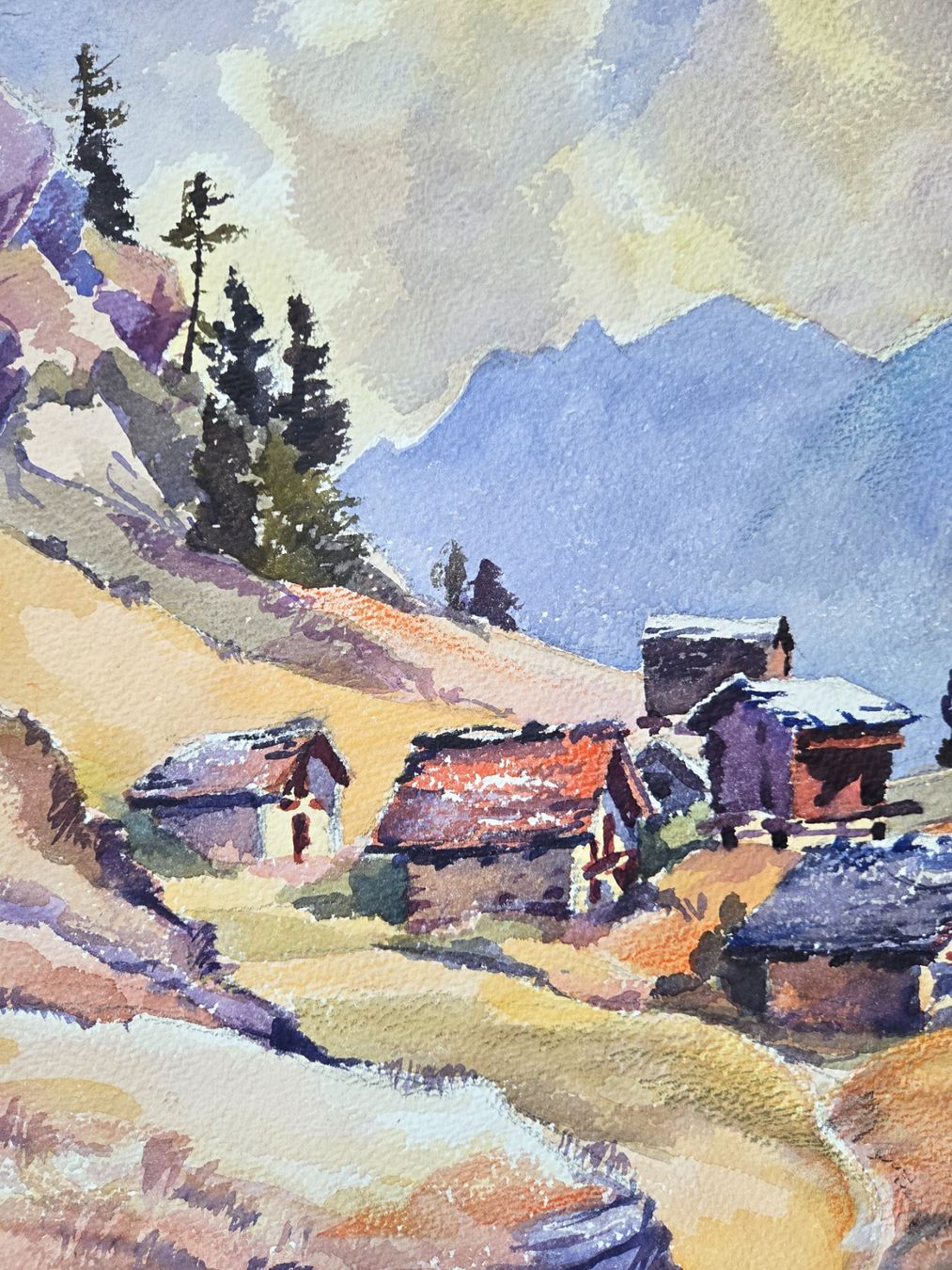 Dipinti: Aquarell Ferdinand Meyer-Streiff Zermatt VS 1948 – Usato da Rheinfelden venduto da Badelus 3