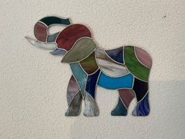 elephant, 32x25 cm, wand-deko, aus glas