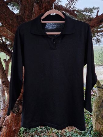 Pullover /Bluse/Oberteil schwarz Kragen/V-Ausschnitt,Gr.42