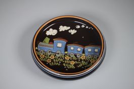 Vintage Keramikteller mit Zugmotiv