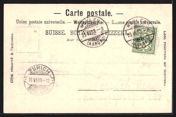 Ansichtskarten: Wohlen /Aargau, Aargauer Centenarfeier,  – Gebraucht aus Berlin von bartko-reher 1