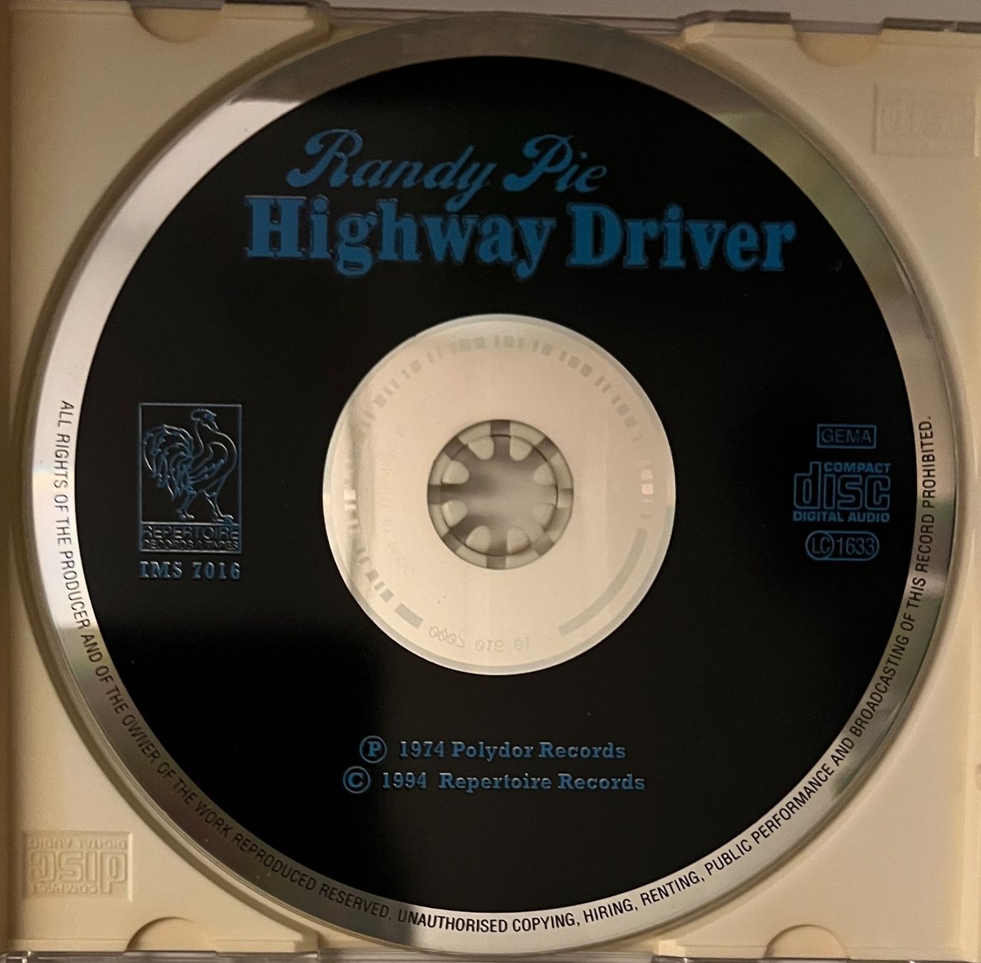 CD: RANDY PIE / Highway Driver – Usato da Bischofszell venduto da kustavi 2
