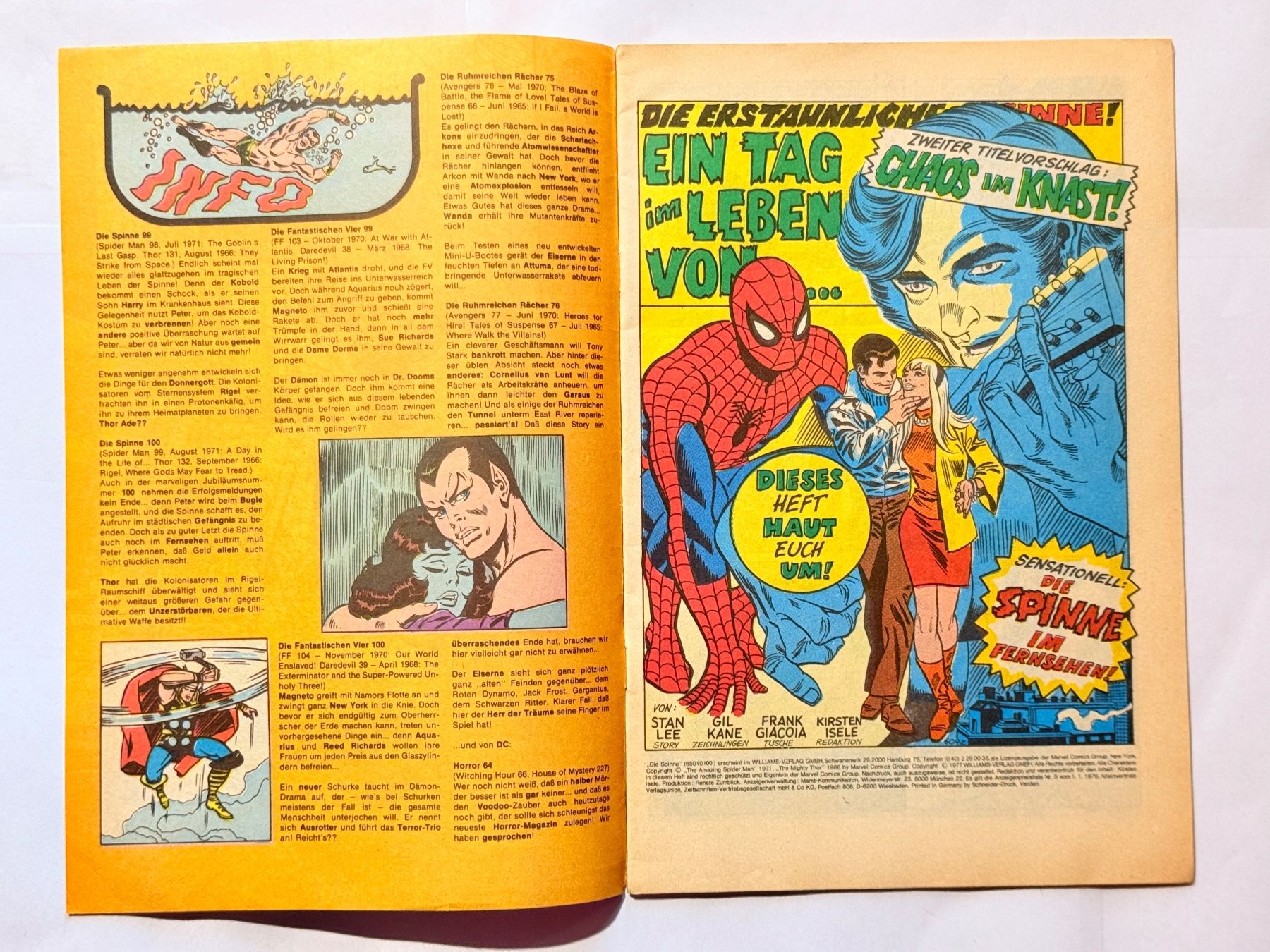 Fumetti: Die Spinne Marvel Comic Williams Nr. 100 - Chaos im Knast! – Usato da Zuerich venduto da SonderArt-Wertgut 2