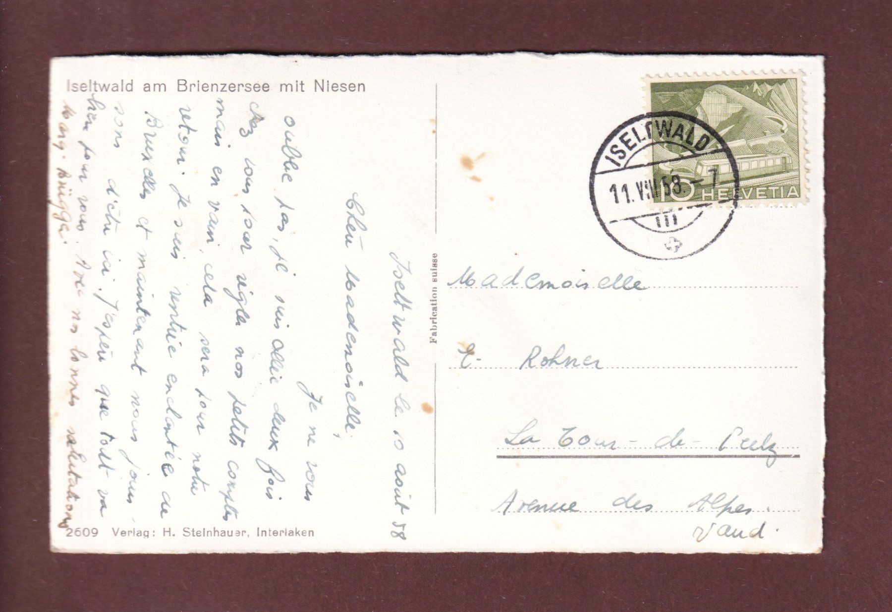 Ansichtskarten: ISELTWALD - 1958 – Gebraucht aus Pully von nicecards 1