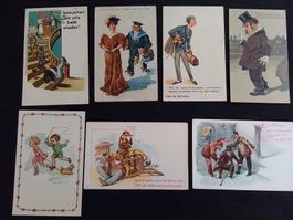 Lot: 7 verschiedene Juxkarten aus der Zeit um 1910