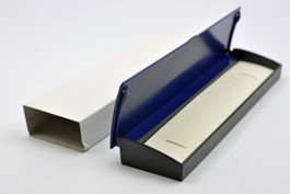 10 Stück Geschenkverpackung Uhrenbox Kunsstoff blau/schwarz