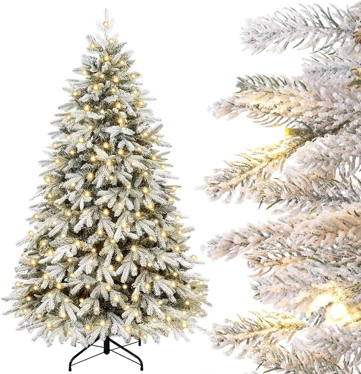 RELAX4LIFE Weihnachtsbaum 180cm Mit LED - Künstlicher Tannenbaum Mit Schnee
