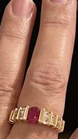 Jolie bague vintage plaquée  51,5  sertie rubis/brillants