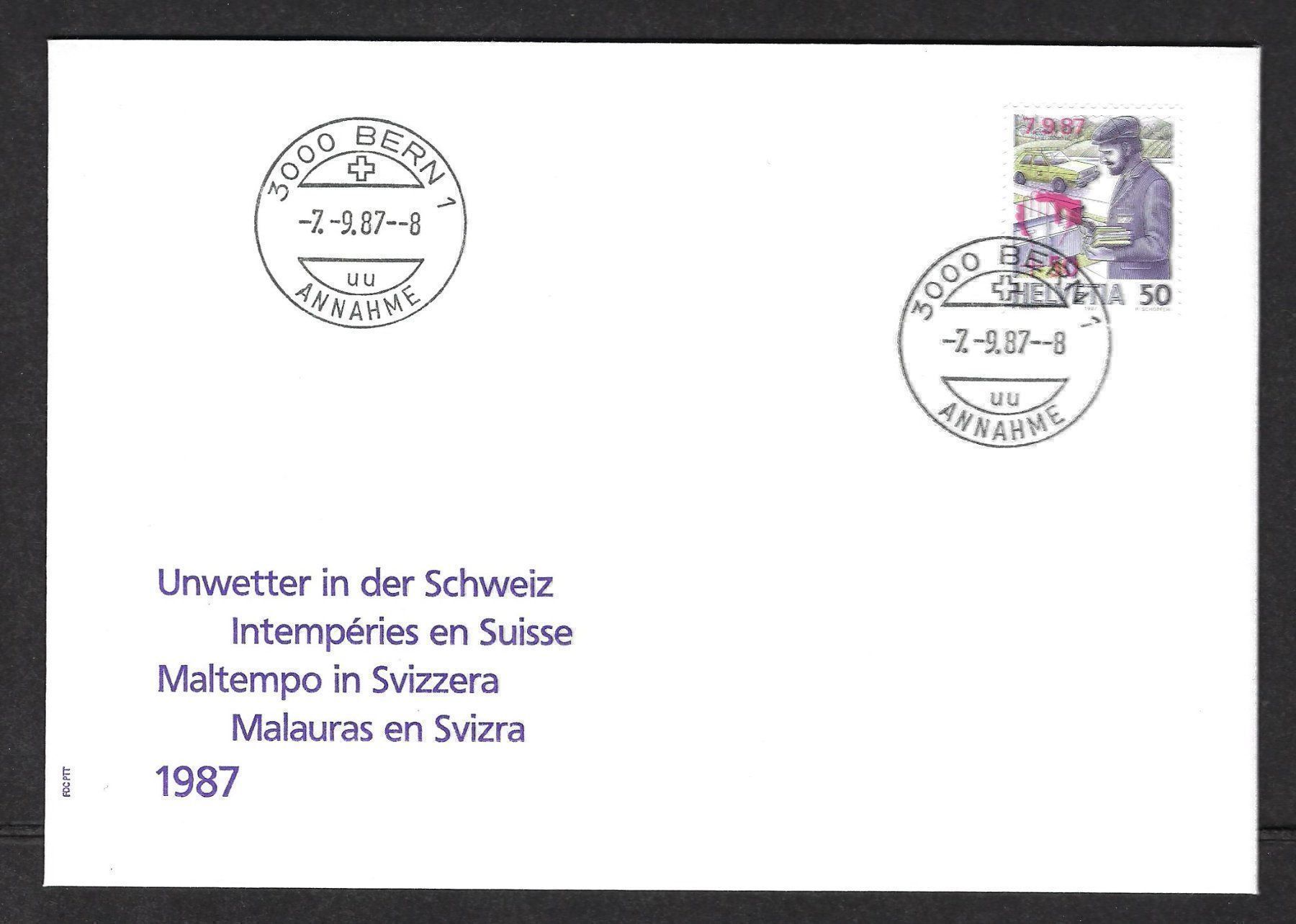 Tutti i francobolli: Unwetter in der Schweiz 1987, FDC – Usato da Luzern venduto da Einh0rn