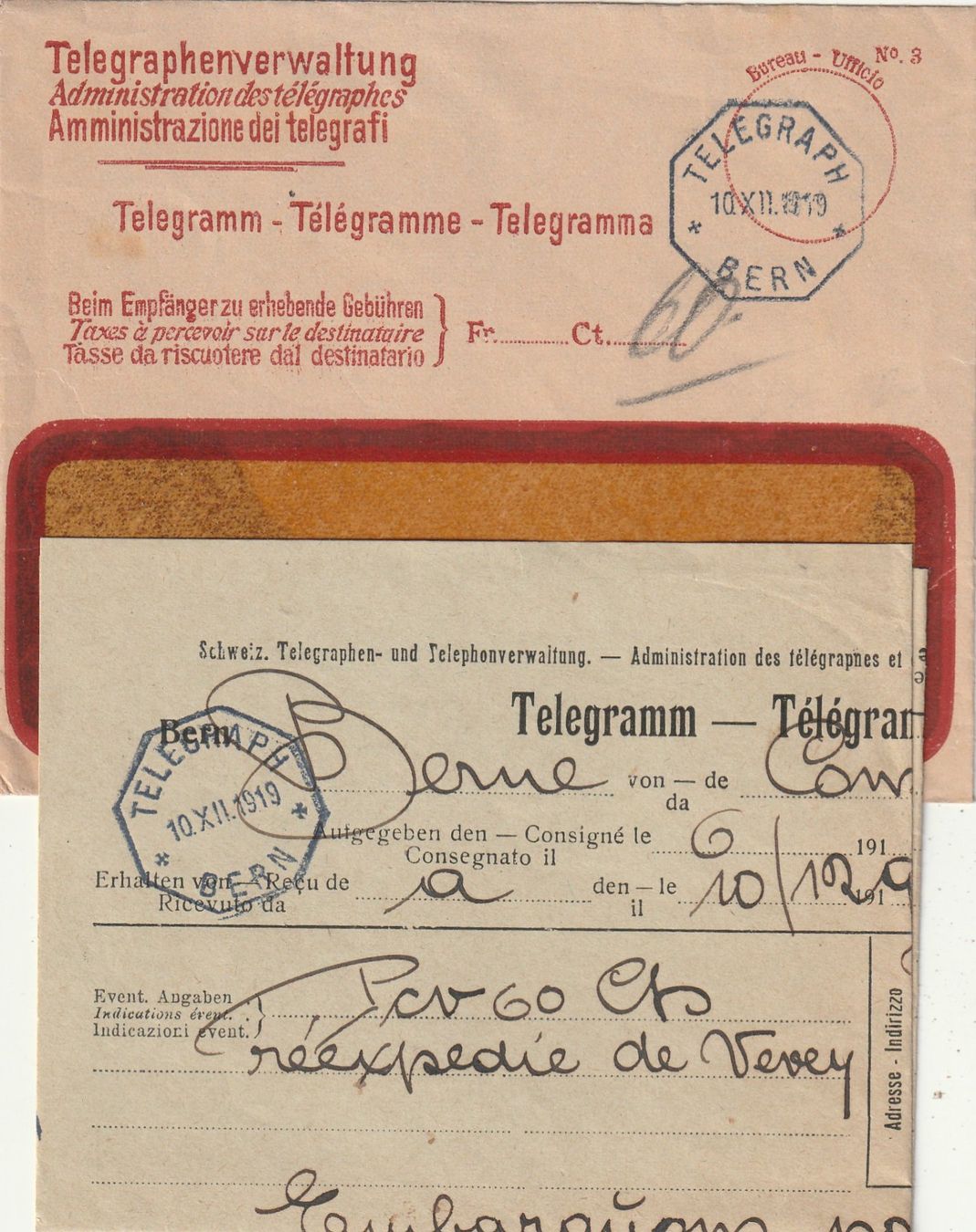 Documenti: Telegramm Bern 1919 – Usato da Rorschacherberg venduto da fratovi2