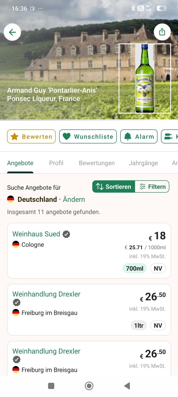 Bevande alcoliche: 2 x 1 Liter Pontarlier-Anis Ponsec 45% – Nuovo (secondo la descrizione) da Büsserach venduto da Vintage-vins 8
