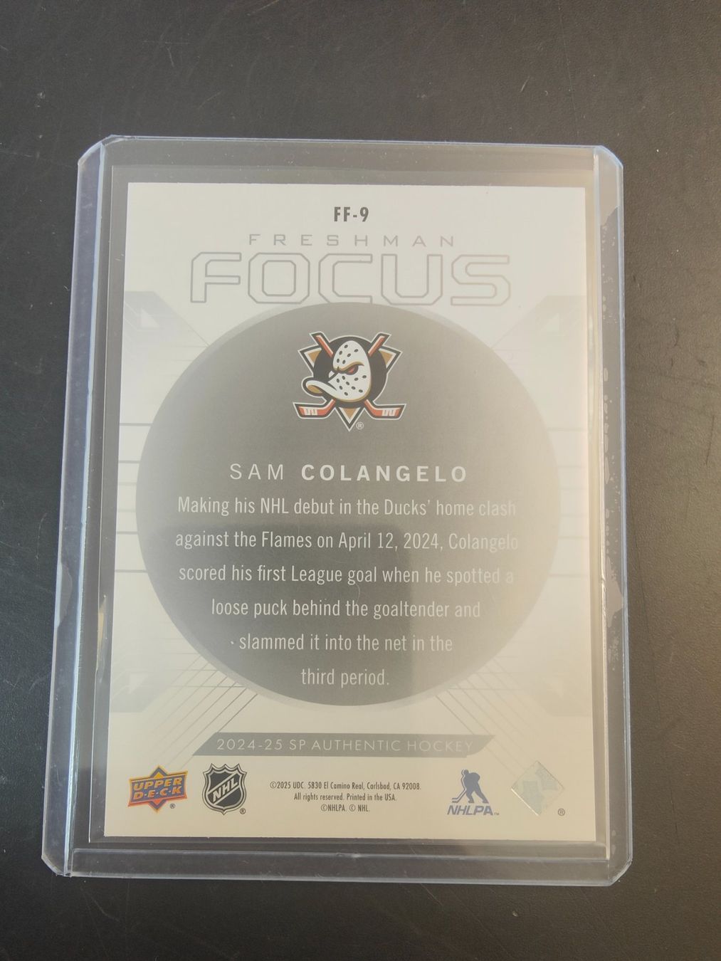 Carte collezionabili: Sam Colangelo Anaheim Ducks SP Authentic Freshman Focus – Usato da Wangen SZ venduto da Sasch3 1