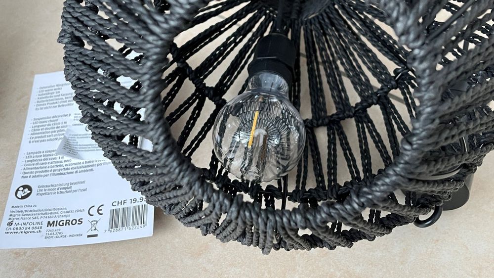 2x Hängelampe schwarz Migros Home Dekolampe LED NEUWARE! 6