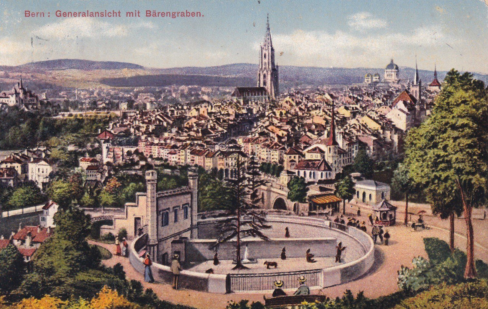 Cartoline postali: Bern Generalansicht mit Bärengraben  1914 – Usato da Cormoret venduto da Pascalll2001